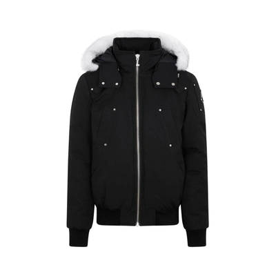 Moose Knuckles Padded Hooded Jacket Wintercoat In Blk W/nat Sh