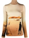 Rabanne Printed Jersey Turtleneck Top In V La Table Solaire Pe