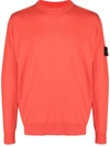 Stone Island Crew-neck Fleece Sweatshirt In Yellow & Orange