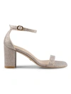 Stuart Weitzman Nudistcurve Glitter Block-heel Sandals In Grey