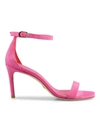 Stuart Weitzman Nudistsong 100mm Suede Sandals In Pink & Purple