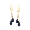 Ross-simons Sapphire Double-drop Earrings In 14kt Yellow Gold In Blue