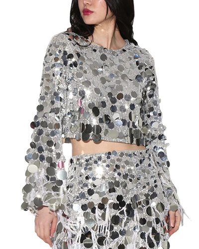 Walter Baker Denise Top, Silver Starlet Sequin In White