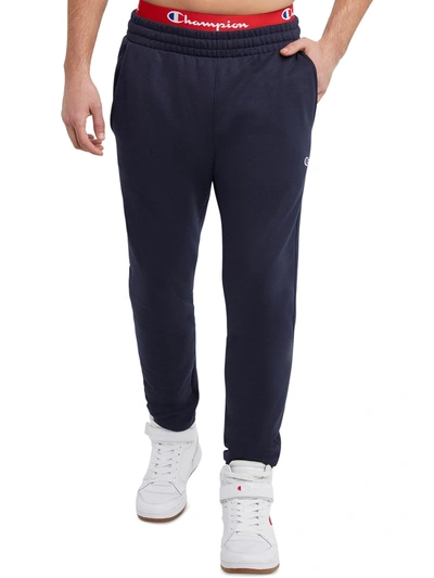 Champion Embroidered-logo Track Pants In Dark Blue