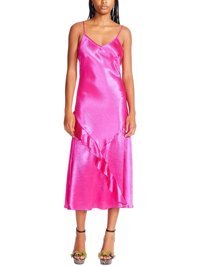 Betsey Johnson Women's Glimmer Ruffled-hem Midi Dress In Pink