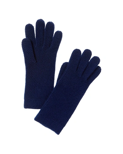 Phenix Honeycomb Knit Cashmere Gloves In Blue