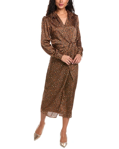 Anna Kay Printed Wrap Dress In Brown