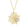 Ross-simons 14kt 2-tone Gold Spiderweb Pendant Necklace In Multi