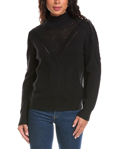 Anna Kay Pointelle Wool-blend Sweater In Black
