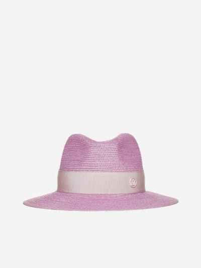 Maison Michel Virginie Straw Hat In Bubblegum