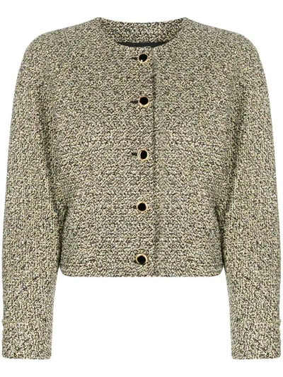Alessandra Rich Sequin-embellished Cotton-blend Tweed Jacket In Yellow Black