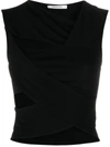 Gauchère Asymmetric Cutout Crop Top In Black
