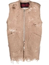 Vitelli Distressed-effect Zip-up Vest In M7 Ecru