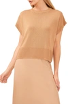 Halogen Crewneck Rib Sweater Top In Pecan