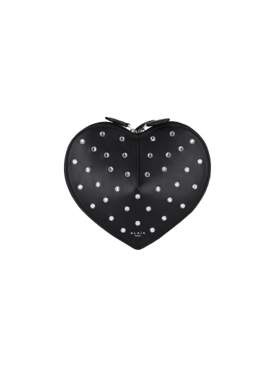 Alaïa Mini Crystal Bag Coeur In Black  