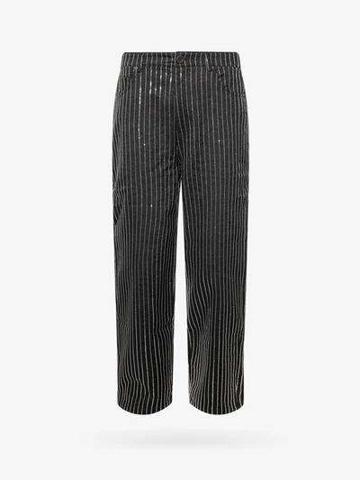 Rotate Birger Christensen Sequined Cotton-twill Wide-leg Trousers In Black