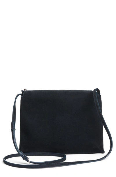 The Row Nu Twin Suede Shoulder Bag In Dark Navy Pld