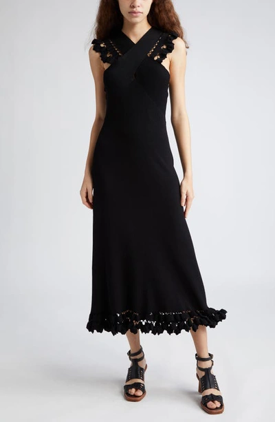 ULLA JOHNSON FIORA CUTWORK DETAIL RIB MIDI DRESS