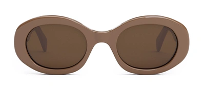 Celine Triomphe Cl40194u 45e Oval Sunglasses In Brown