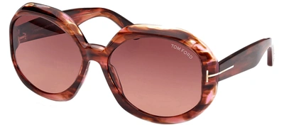 Tom Ford Georgia-02 W Ft1011 55f Oval Sunglasses In Brown