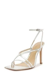 Schutz Bari Patent Ankle-strap Stiletto Sandals In Silver