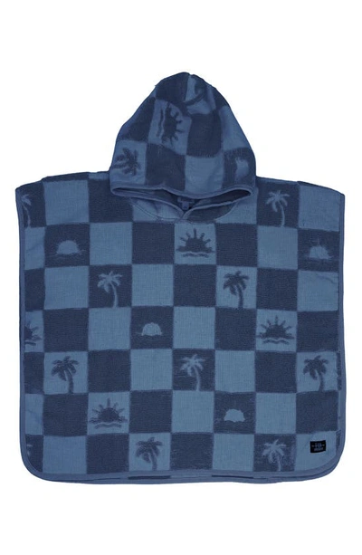 Feather 4 Arrow Kids' El Rey Checkerboard Terry Cloth Hooded Poncho In Navy