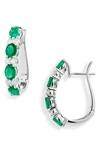 VALANI ATELIER ALTERNATING EMERALD & DIAMOND HOOP EARRINGS