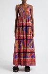 Farm Rio Forest Mosaic Sleeveless Maxi Dress In Blue In Blue