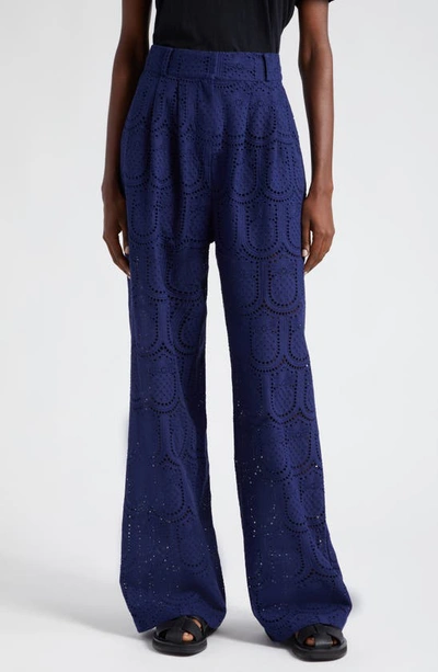 Farm Rio Eyelet Trousers In Navy Blue