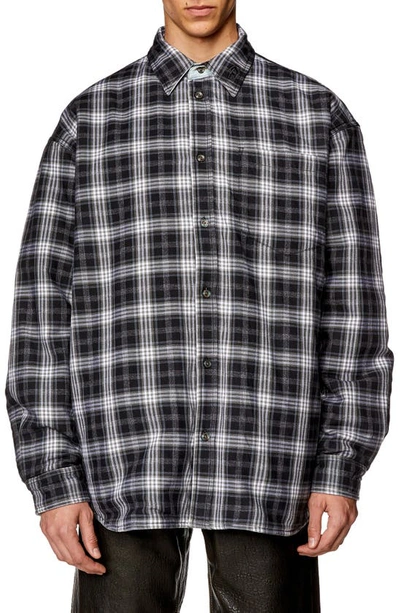 Diesel S-dewny-double-check-a Shirt Jacket In Black