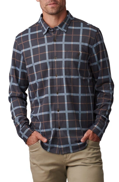 Rhone Hardy Flannel Regular Fit Button Down Shirt In Navy Windowpane