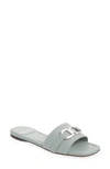 Ferragamo Gancini-buckle Flat Leather Slides In Blue