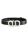 Ferragamo Pop Double Gancio Leather Bracelet In Nero/ Pld