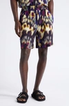 Isabel Marant Vataya Abstract Print Elastic Waist Shorts In Ochre Black