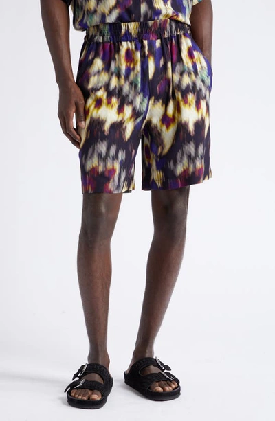 Isabel Marant Vataya Abstract Print Elastic Waist Shorts In Multicolor