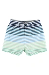 Ruggedbutts Kids' Stripe Swim Trunks In Blue Green Multi