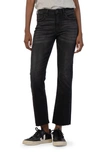 KUT FROM THE KLOTH KELSEY FAB AB RAW HEM HIGH WAIST ANKLE FLARE JEANS