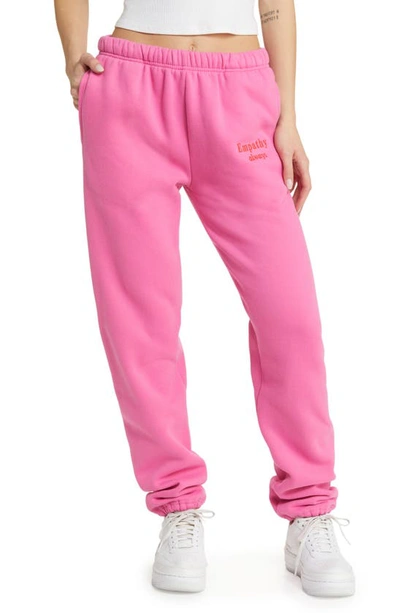 The Mayfair Group Empathy Always Embroidered Sweatpants In Pink