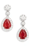 Valani Atelier Ruby & Pavé Diamond Drop Earrings In White Gold/ Ruby/ Diamond