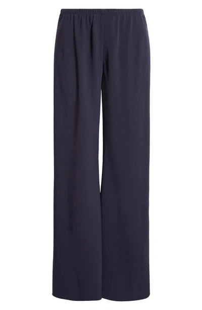 The Row Lazco Flat-front Wide Leg Pants In Dark Navy Melange