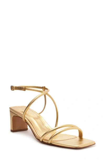 Schutz Aimee Leather Ankle-strap Sandals In Gold