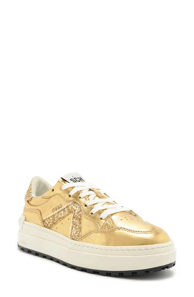 Schutz Leather Low-top Trainers In Gold