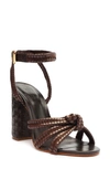 Schutz Kathleen Woven Ankle-strap Sandals In Dark Chocolate