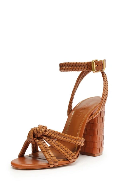 Schutz Kathleen Woven Ankle-strap Sandals In Brown