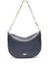 MICHAEL MICHAEL KORS BLUE SHOULDER BAG WITH LOGO DETAIL IN LEATHER WOMAN