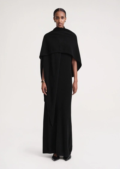 Totême Cashmere Maxi Shawl Dress In Black