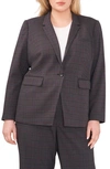 Vince Camuto Plaid One-button Blazer In Rich Black
