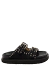 ISABEL MARANT BLACK SANDALS WITH STUDS AND DOUBLE BUCKLE STRAP IN LEATHER WOMAN