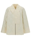 Ganni Diamond Quilted Recycled Polyester Jacket In White