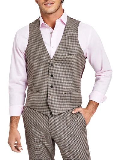 Bar Iii Mens Slim Fit Check Suit Vest In Grey